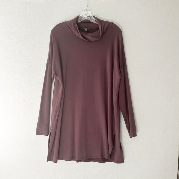 Eileen Fisher F19TTU Tencel Slouch Collar Tunic Top Dress Brown Sz M Lagenlook - Picture 1 of 11